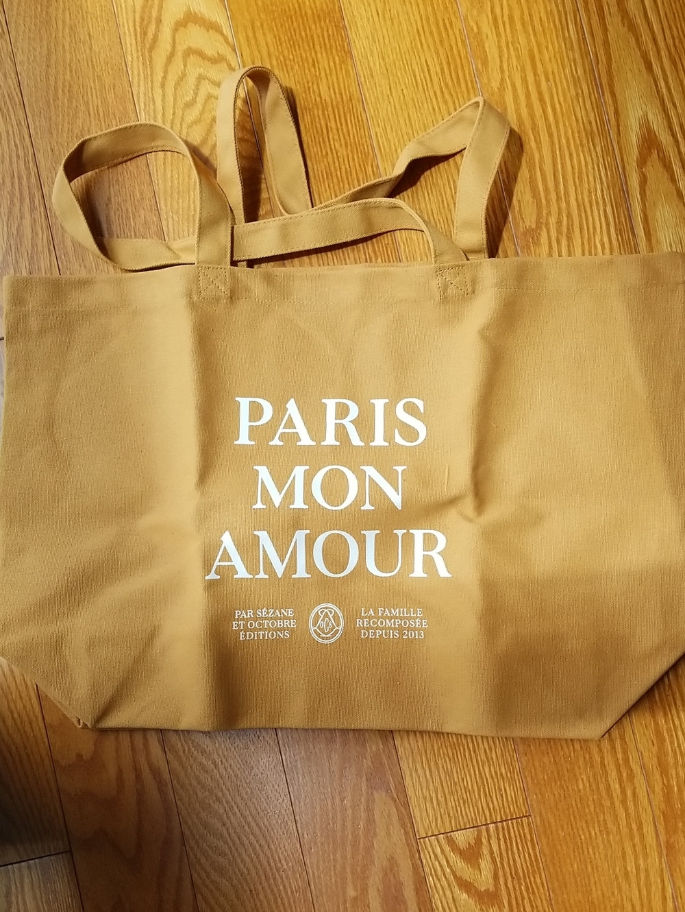 SEZANE tote NEW Paris Mon Amour Canvas Tote - TAN with White Print